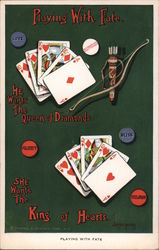 Playing With Fate. He wants the Queen of Diamonds, She wants the King of Hearts. Postcard