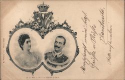 Victor Emmanuel III & Elena, King and Queen of Italy Royalty Postcard Postcard Postcard