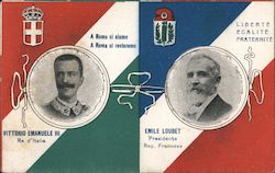 Vittorio Emanuelle III, King of Italy, and Emile Loubet, President of France Postcard