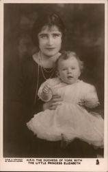 H.R.H. The Duchess of York With the Little Princess Elizabeth Royalty Postcard Postcard Postcard