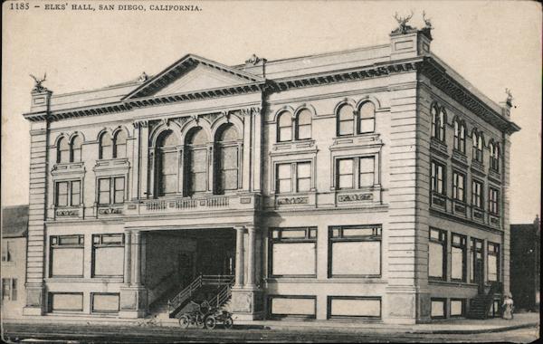 Elk's Hall San Diego, CA Postcard