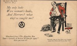 My Only Looks Were Woman's Books! Ad for a postcard publisher Postcard