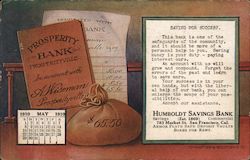 Humboldt Savings Bank ad with May 1910 Calendar Postcard