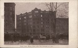 Front view, Mowry Hotel after fire - February 10, 1907 Postcard