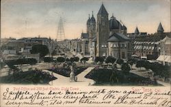 Post Office and Electric Light Tower Postcard