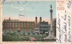 Hotel Savoy, Union Square and Dewey Monument Postcard