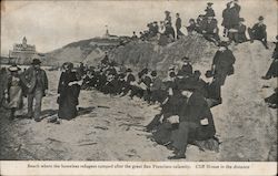 Beach where the homeless refugees camped after the great San Francisco calamity, Cliff house in the distance Postcard