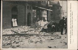 Imperial Home Bakery, Clay and Eleventh Streets - Horse and wagon buried under debris Postcard