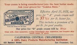 Golden State Butter - California Central Creameries San Francisco, CA Postcard Postcard Postcard