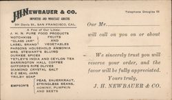 J.H. Newbauer & Co. Importers and Wholesale Grocers Postcard