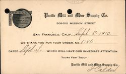 Pacific Mill and Mine Supply Co. San Francisco, CA Postcard Postcard Postcard