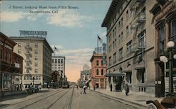 J Street, looking west from Fifth Street Sacramento, CA Postcard Postcard Postcard