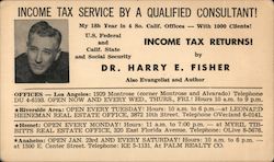 Dr. Harry E. Fisher, Income tax Service by a Qualified Consultant! Also Evangelist & Author Postcard