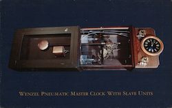 Wenzel Pneumatic Master Clock with Slave Units Advertising David Weckler of Photo West Postcard Postcard Postcard