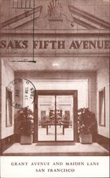 Saks Fifth Avenue, Grant Avenue and Maiden Lane Postcard