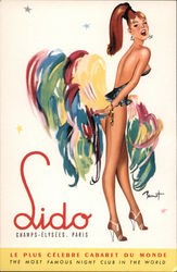 Showgirl with Feathers - Lido Cabaret, Champs-Elysees, Brenot Postcard