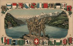 Coats of Arms of Cantons of Switzerland, Lake Geneva, Edelweiss Postcard