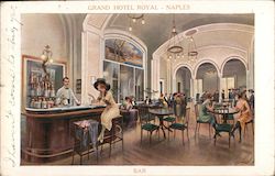 Bar - Grand Hotel Royal Naples, Italy Postcard Postcard Postcard