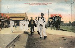 American sailors ashore at port of Spain. Navy Postcard Postcard Postcard