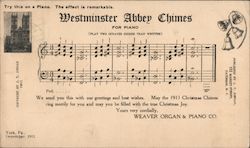 Westminister Abbey Chimes for Piano Postcard