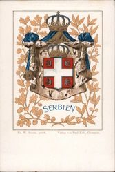 National Arms of Serbia Eastern Europe Postcard Postcard Postcard