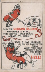 German Sausage and British Bull-Dog World War I Postcard Postcard Postcard