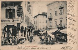 Street view of Lugano, Switzerland Postcard Postcard Postcard