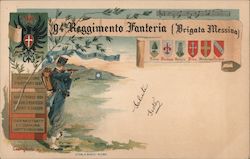 94 ° Infantry Regiment Messina Italy Postcard Postcard Postcard