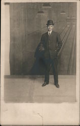 Studio: Man in bowler hat, Bowling Alley Men Postcard Postcard Postcard