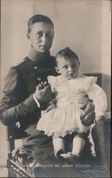 Wilhelm, German Crown Prince With His Son Postcard