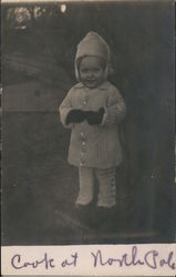 Toddler in windter clothes titled "Cook At North Pole" Children Postcard Postcard Postcard