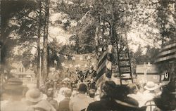 Small town outdoor meeting with American Flags, Civil War Vet Patriotic Postcard Postcard Postcard