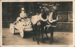 Uncle Sam in carrage pulled by reindeer Postcard