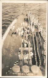 Quarter Deck of a Navy ship, from above. USS West Virginia. Postcard