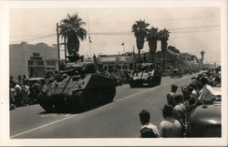 Tanks and Military Trucks on parade Postcard