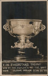 Sweepstakes Trophy won by Navy employees 1909 floral parade Postcard