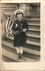 Girl with an American Flag Postcard