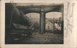 Destroyed railroad ship in France Postcard