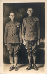 Two soldiers standing at attention Postcard