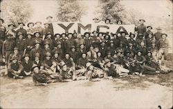 Troops with YMCA banner Postcard