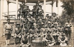 Military musicians at a bandstand Postcard