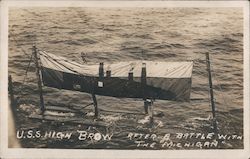 Tow Target USS High Brow after battle with the Michigan Postcard