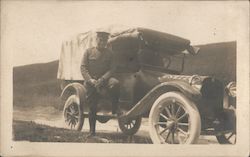 WW I Soldier and Truck Postcard