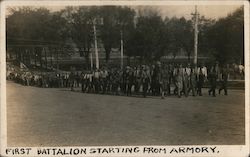 First Battalion Starting From Armory Postcard