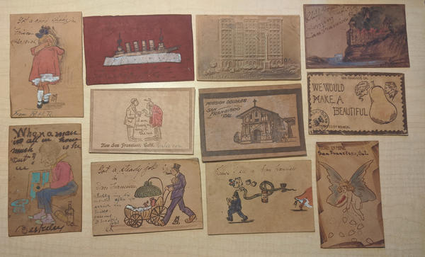 Lot of 11 San Francisco Area Leather Postcards Cliff House, Great White Fleet California