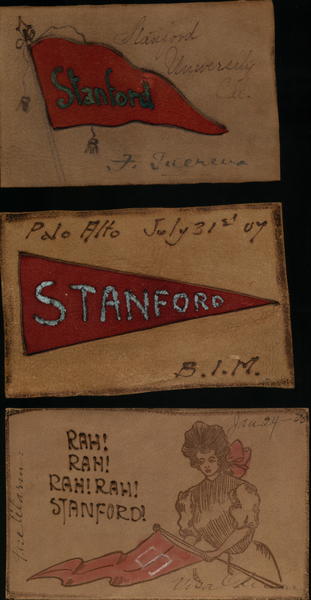 Lot of 3 Leather Stanford University Postcards Pennants California