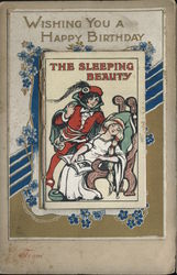 Happy Birthday Card with Book Attached - The Sleeping Beauty Postcard Postcard Postcard