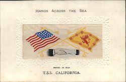 Rare: Hands across the sea. T.S.S. California Postcard