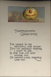 Thanksgiving Greetings, Novelty Attached Ceramic Face Postcard