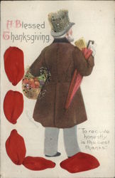 A Blessed Thanksgiving "To Receive Honestly Is The Best Thanks" Men Postcard Postcard Postcard